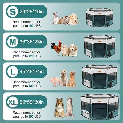 Akinerri Pet Playpen Portable Foldable Playpen for Dog/Cat/Puppy Exercise Kennel Dogs Cats Indoor/Outdoor Removable Mesh Shade Cover (Black, Medium)