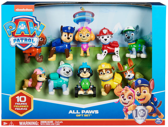 Paw Patrol, 10th Anniversary, All Paws On Deck Toy Figures Gift Pack with 10 Collectible Action Figures, Kids' Toys for Ages 3 and up