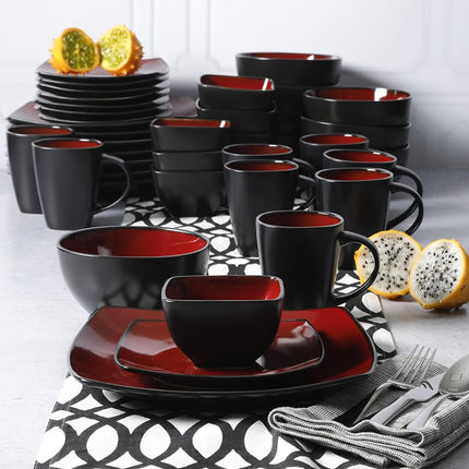 Gibson Soho Lounge Square 40-Piece Dinnerware Set - Red