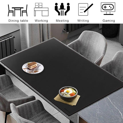 ZORESYN PU Leather Desk pad Black(140 x 80cm) - Large Desk mat with Suede Base - Waterproof Gaming Mouse pad Table Mat Desktop Writing Pad Desk Blotter Protector for Home