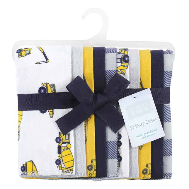 Bavoirs en flanelle de coton unisexe pour bébé Hudson Baby, motif chantier, taille unique