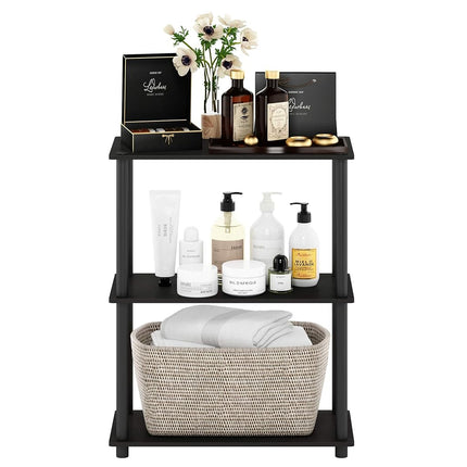 Furinno TURN-N-TUBE Storage Shelves, 3-Tier Book Shelf, Corner Shelf, Toolless Open Shelves, for Organization and Storage, Living Room, Garage, Home Office, Espresso