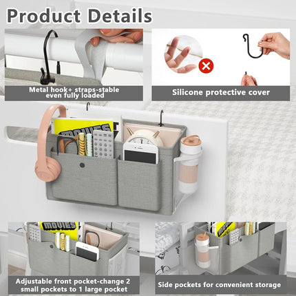 Bedside Caddy Bedside Storage Hanging Organizer for Bunk Dorm Bed Rail
