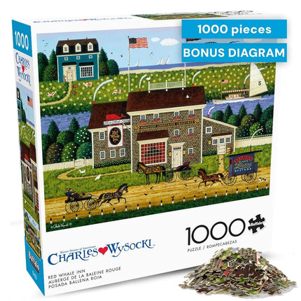 Buffalo Games - Charles Wysocki - Red Whale Inn - 1000 Piece Jigsaw Puzzle for Adults Challenging Puzzle Perfect for Game Nights - Finished Puzzle Size is 26.75 x 19.75