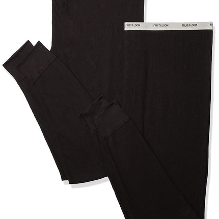 Fruit of the Loom mensClassic Midweight Waffle Thermal Underwear Bottoms Base Layer Bottom - Black - XL