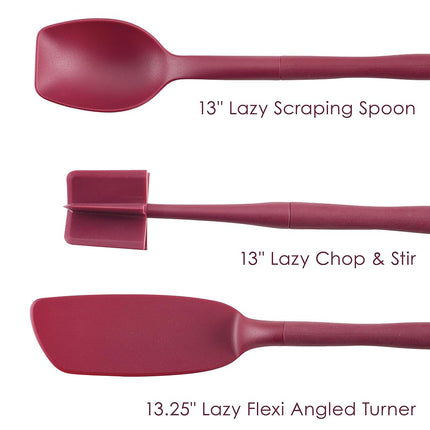 Rachael Ray Outils et ustensiles Lazy Crush & Chop, spatule flexible et cuillère racloir/ustensiles de cuisine – Lot de 3 pièces, Rouge bordeaux