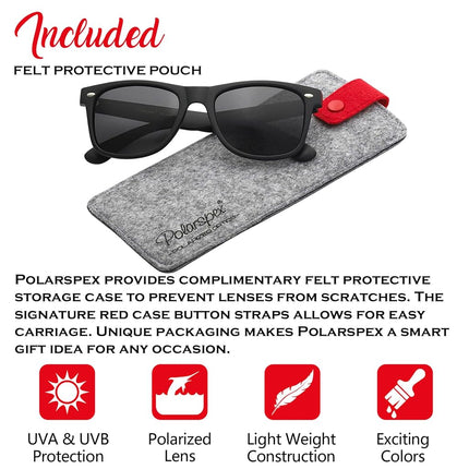 PolarSpex Gafas de sol polarizadas para hombres y mujeres – Protección UV, retro, duraderas y ligeras, para conducir, pescar, color negro mate | Humo, L