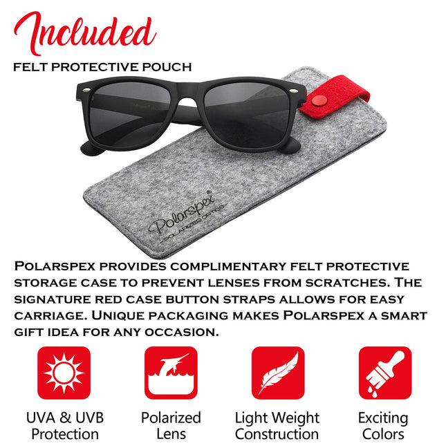 PolarSpex Gafas de sol polarizadas para hombres y mujeres – Protección UV, retro, duraderas y ligeras, para conducir, pescar, color negro mate | Humo, L
