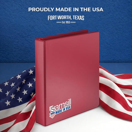 Samsill 1.5 Inch 3 Ring Binders, Made in USA, Economy Round Ring, Clear View Cover, 325 Sheet Capacity - for School, Home, Office - Red, 12 Pack