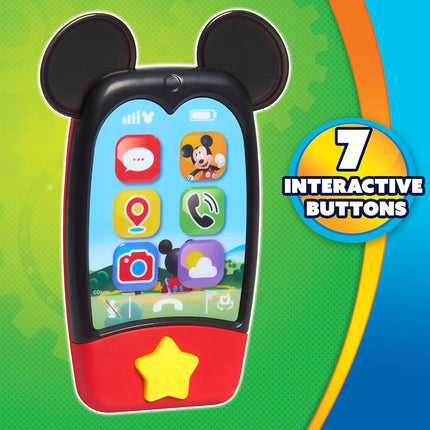 Mickey Mouse Disney Jr Clubhouse 15 cm Mobile Phone with Lights and Sounds, Pretend Play Touchscreen Cell Phone for Kids, Travel Toy for Fans, Boys, Kids, Ages 3 and Up by Just Play