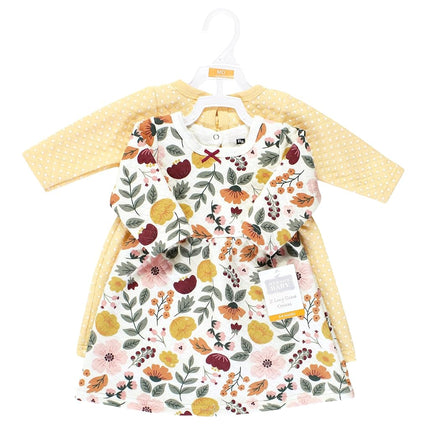 Vestidos de algodón para bebé niña Hudson Baby, estampado botánico de otoño, 3-6 meses