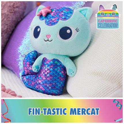 Gabby's Dollhouse, Fin-Tastic Mercat, Premium Plush Toy, 10-Inch Tall Stuffed Animal with Moving Mermaid Tail, Kids Toys for Girls & Boys Ages 3+