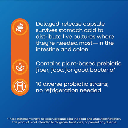 Nature's Way Primadophilus Fortify Age 50+ Probiotic, 30 Billion Active Cultures, Acidophilus, Guaranteed Potency, Researched Strains, Delayed Release, 30 Vegetarian Capsules, Gluten-Free