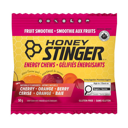 Honey Stinger Organic Fruit Smoothie Energy Chew | Gluten Free & Caffeine Free | for Exercise, Running and Performance | Sports Nutrition for Home & Gym, Pre and Mid Workout | 12 Pack, 50g