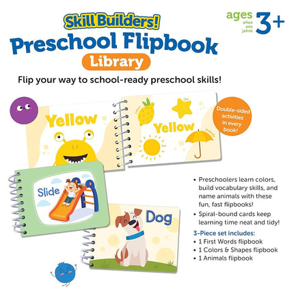 Learning Resources Skill Builders! Toddler Flipbook Library, 3 Pieces, Ages 2+, Educational Toys, Alphabet Learning, Toddler Learning Books, Toddler Activity Book