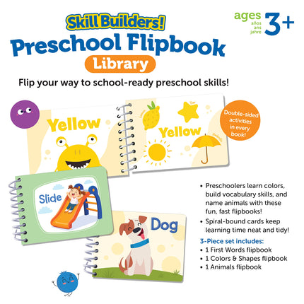 Learning Resources Skill Builders! Toddler Flipbook Library, 3 Pieces, Ages 2+, Educational Toys, Alphabet Learning, Toddler Learning Books, Toddler Activity Book