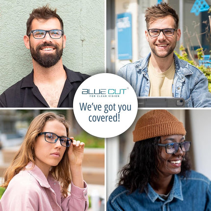 Gafas de bloqueo de luz azul de CORTE AZUL – Gafas para juegos de monitor de computadora antifatiga que previenen dolores de cabeza Gafas para jugadores unisex-adulto|Negro/Azul|Grande