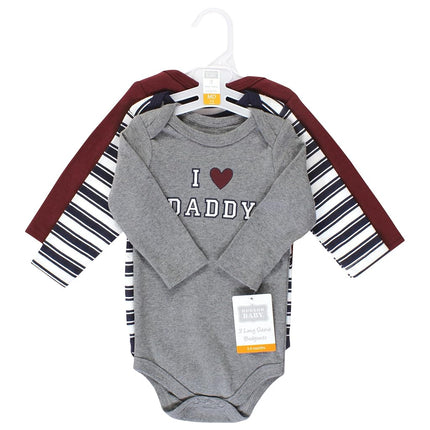 Lot de 3 grenouillères à manches longues en coton pour bébé unisexe Hudson Baby, motif « Boy Daddy », nouveau-né, motif « Boy Daddy », nouveau-né