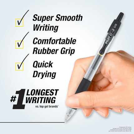 Pilot G2 Retractable Premium Gel Ink Roller Ball Pens, Extra Fine Point, Black, Box of 12 -31002