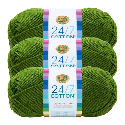 Lion Brand 24/7 Cotton Yarn, Yarn for Knitting, Cr