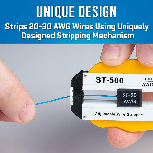Jonard ST-500 ABS Adjustable Precision Wire Stripper 20-30 AWG 3-57/64 Length x 1-19/32 Height x 19/32 Thickness
