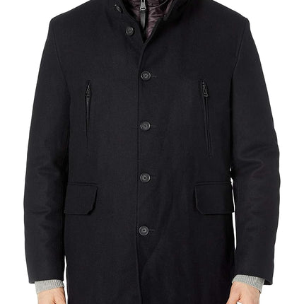 Cole Haan Men's Pressed Melton 3-in-1 Topper Jacket With Removable Bib, black, Large