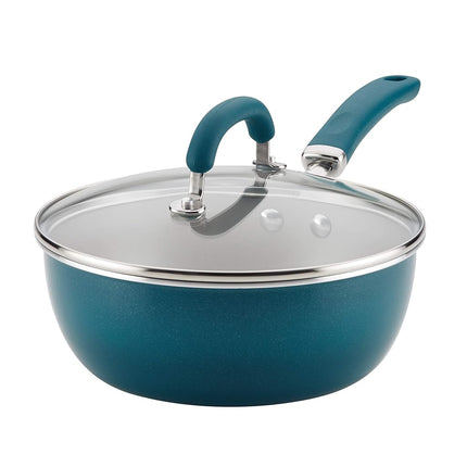 Rachael Ray Create Delicious Poêle à sauter/multifonction antiadhésive avec couvercle, 2,8 litres – Bleu sarcelle scintillant, Bleu sarcelle scintillant