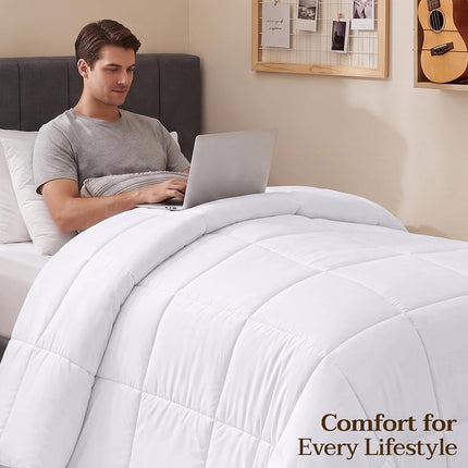 Utopia Bedding Comforter Duvet Insert - Quilted Comforter with Corner Tabs - Box Stitched Down Alternative Comforter (Twin, White)