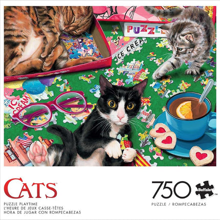 Buffalo Games – 750 Piece Cats Playtime Colorful Puzzle for Adults – Precision-Cut Pieces, Beautiful Artwork, and Hours of Relaxing Fun