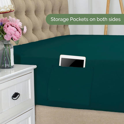 Elegant Comfort 1500 Premium Hotel Quality 18-21 Inches Deep - Extra Deep Pocket Single Fitted Sheet for High Mattress, Luxury and Softest, Smart Pocket - Wrinkle Free, California King, Marine Teal