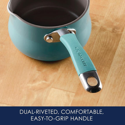 Rachael Ray Cucina Nonstick Butter Warmer, Hard Porcelain Enamel Aluminum, 0.75-Quart, Agave Blue - 16346