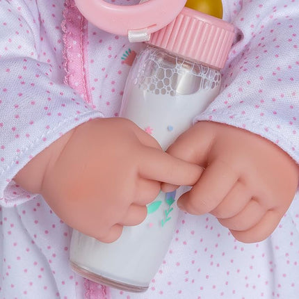JC TOYS - 51 cm La Baby Doll Has Soft and Washable Body, Magic Bottle and Pacifier, White and Pink, Designed in Spain, +2 years old
