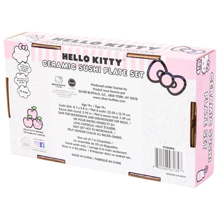 Silver Buffalo Hello Kitty Face and Strawberries Boxed 3pc Ceramic Sushi Set