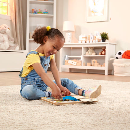 Melissa & Doug Locks & Latches Board Wooden Educational Toy (Sturdy Wooden Construction, Helps Develop Fine-Motor Skills)