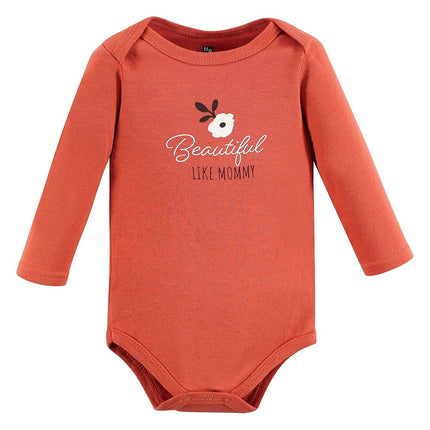 Hudson Baby unisex-baby Cotton Long-sleeve Bodysuits, Pink Fall, 0-3 Months