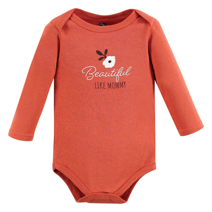 Hudson Baby unisex-baby Cotton Long-sleeve Bodysuits, Pink Fall, 0-3 Months