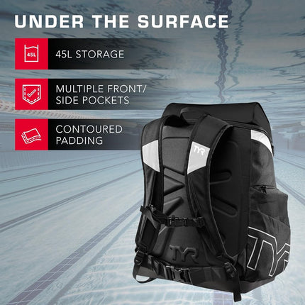 TYR Unisex Alliance Backpack - Evergreen/Black, 45 Litre