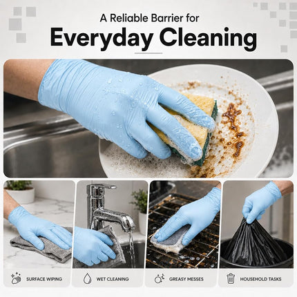 ForPro Disposable Nitrile Gloves, Chemical Resistant, Powder-Free, Latex-Free, Non-Sterile, Food Safe, 4 Mil, Blue, Large, 100-Count