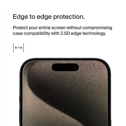 Belkin ScreenForce TemperedGlass Treated Privacy Screen Protector for iPhone 15 Pro - Slim & Scratch-Resistant - Includes Easy Align Tray for Bubble Free Application