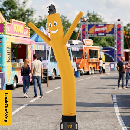 LookOurWay Air Dancers Wacky Waving Inflatable Tube Man Attachment - 7 Feet Tall Advertising Air Dancer Waving Man Inflatable Tube Guy - Blower Not Included - Yellow