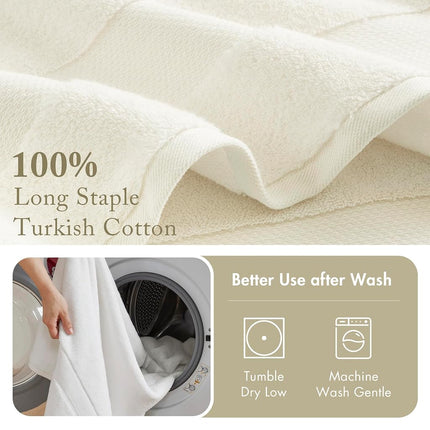 MADISON PARK SIGNATURE Turkish 100% Cotton 600Gsm Luxury Premium Thick Soft Abosorbant Hotel Bathroom Towel Set Shower Hand Face Washcloths, Assorted Sizes, Natural 6 Piece