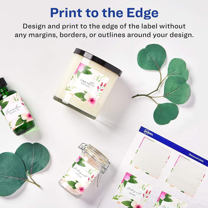 Avery Square Labels with Sure Feed, 3" x 3", 300 Glossy White Labels (36483)
