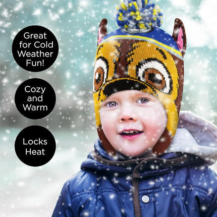 Conjunto de gorro y mitones de invierno Nickelodeon para niños, gorro para niños pequeños de La Patrulla Canina Chase Marshall para edades de 2 a 4 años, azul con forro polar, 2-4T