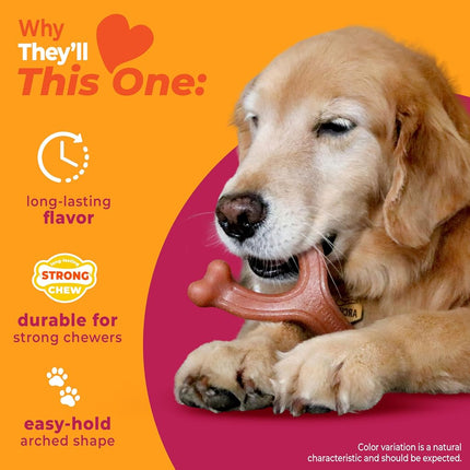 Nylabone Wishbone Strong Dog Chew Toy Made with Real Bacon, Durable Chew Bones for Aggressive Chewers, Lasting Flavour to Keep Dogs Busy, Toys for Large Dogs
