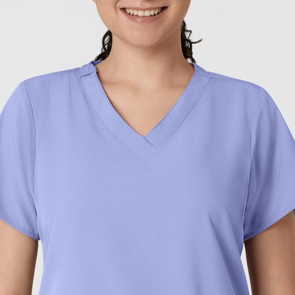 WonderWink 6255ACEILMD W123 Women's Basic V-neck Top, Ceil Blue, Standard-M Size