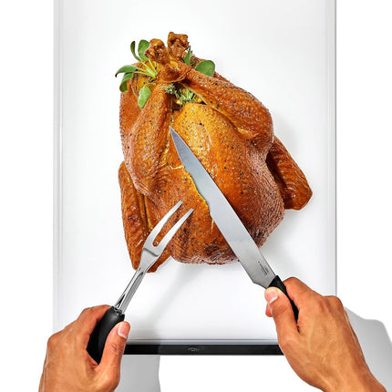 OXO Carving Set |Soft-Grip Duo Designed for Effortless Carving and Serving |2-Piece Fork & Knife Set | Spear, Secure, Cut & Serve Roasted Meat