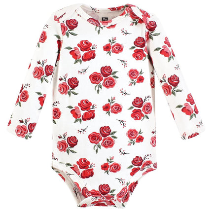 Hudson Baby Unisex Baby Cotton Long-Sleeve Bodysuits, Red Rose Leopard, Red Rose Leopard, 12-18 Months