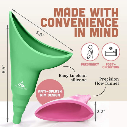 Pitch and Trek® - Female Urinal - Foolproof Urination Device Allows Women to Pee Standing Up - No Mess, Womens Pee Funnel - Compact and Lightweight for Outdoor Activities - with Discreet Carry Bag