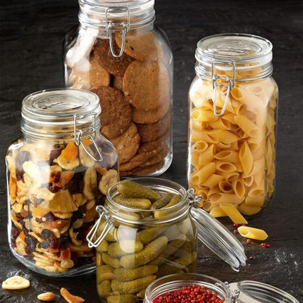 BORMIOLI ROCCO 418330F27321990 Fido Square Jar, 67.75 oz, Clear