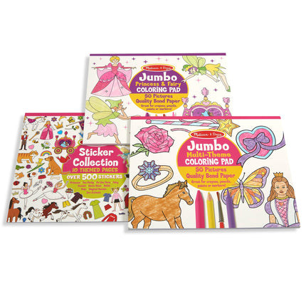 Paquete de cuaderno de pegatinas/libros para colorear para niñas de Melissa & Doug